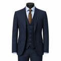 Men's Navy Hybrid Fit 3-Piece Tweed Suit | Alveron Collection - Upscale Men's Fashion
