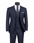 Men’s Navy Modern Fit 3-Piece Suit with Double-Breasted Vest – Altavilla Collection - Upscale Men's Fashion