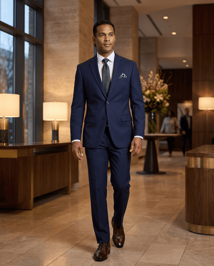 Men’s Navy Regular Executive Fit 2-Piece Suit – Ravello Collection - Upscale Men's Fashion