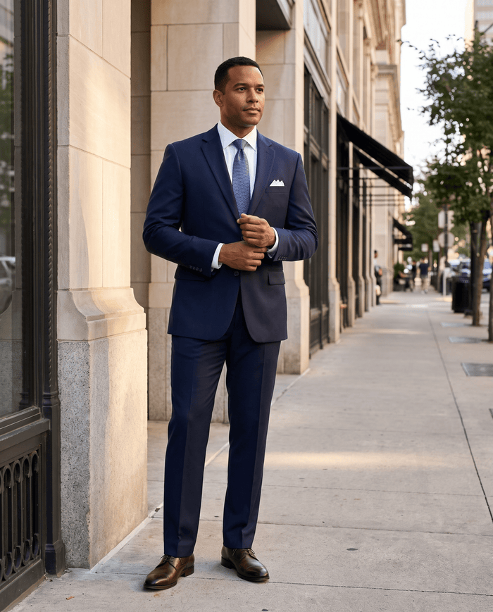 Men’s Navy Regular Executive Fit 2-Piece Suit – Ravello Collection - Upscale Men's Fashion