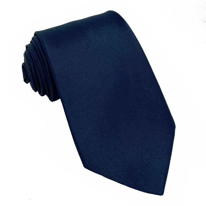 Men's Navy Satin Self-Tie Necktie - Upscale Men's Fashion