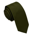 Men's Olive Satin Self-Tie Necktie - Upscale Men's Fashion