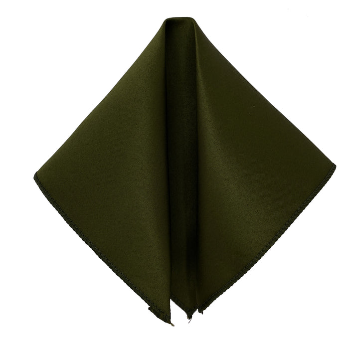 Men's Olive Solid Satin Pocket Square - Upscale Men's Fashion