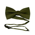 Men's Olive Solid Satin Pre-Tied Bow Tie - Upscale Men's Fashion