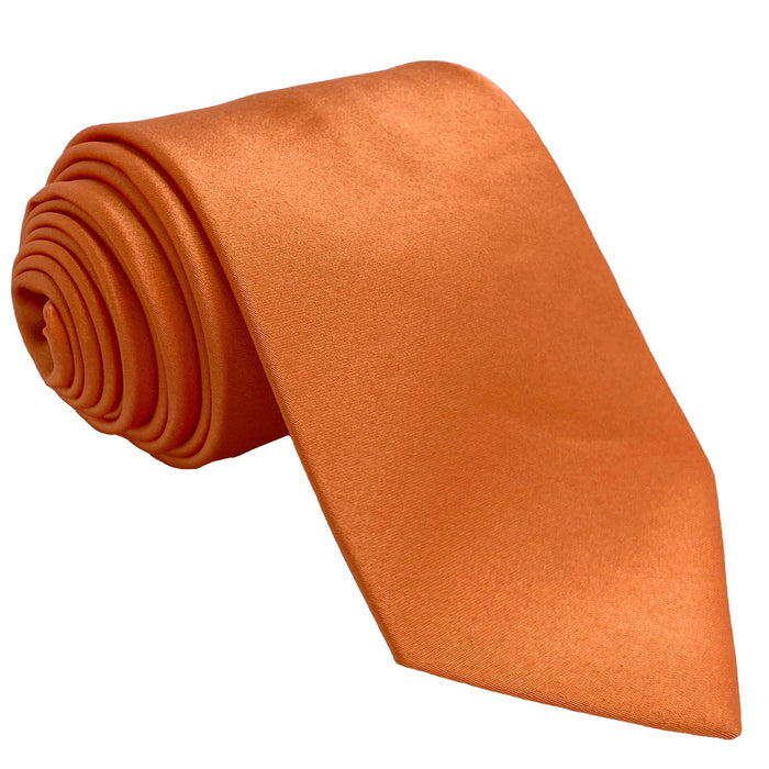 Men's Orange Satin Self-Tie Necktie - Upscale Men's Fashion