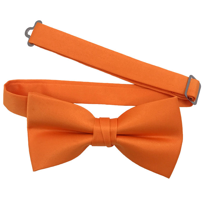 Men's Orange Solid Satin Pre-Tied Bow Tie - Upscale Men's Fashion