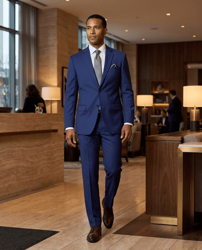 Men’s Patriot Blue Regular Executive Fit 2-Piece Suit – Ravello Collection - Upscale Men's Fashion