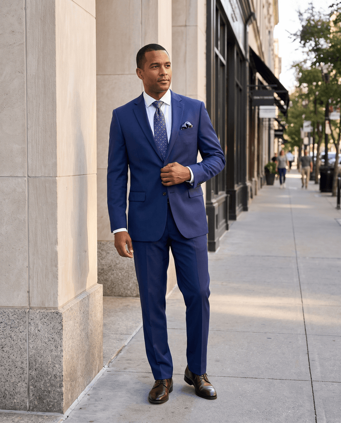 Men’s Patriot Blue Regular Executive Fit 2-Piece Suit – Ravello Collection - Upscale Men's Fashion