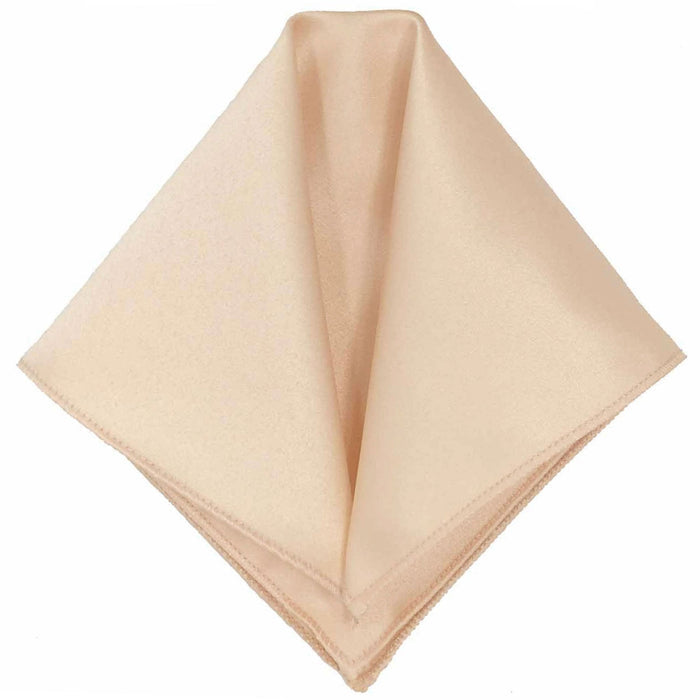 Men's Peach Beige Solid Satin Pocket Square - Upscale Men's Fashion
