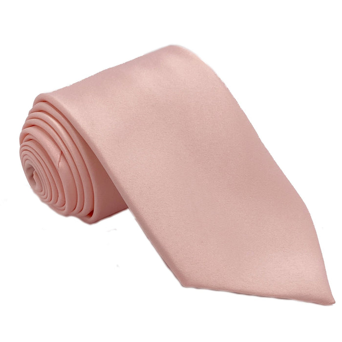 Men's Petal Peach Satin Self-Tie Necktie - Upscale Men's Fashion