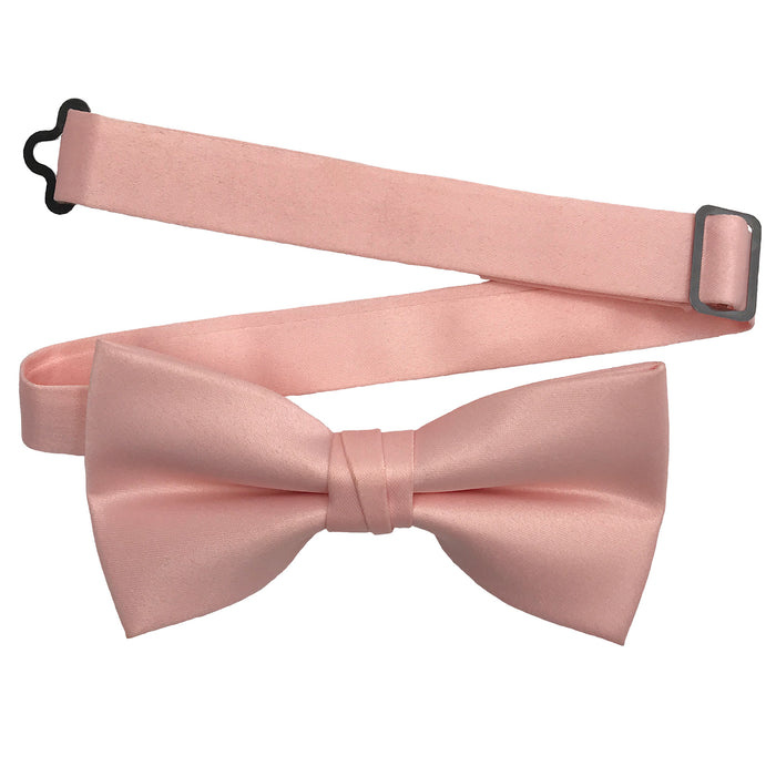 Men's Petal Peach Solid Satin Pre-Tied Bow Tie - Upscale Men's Fashion