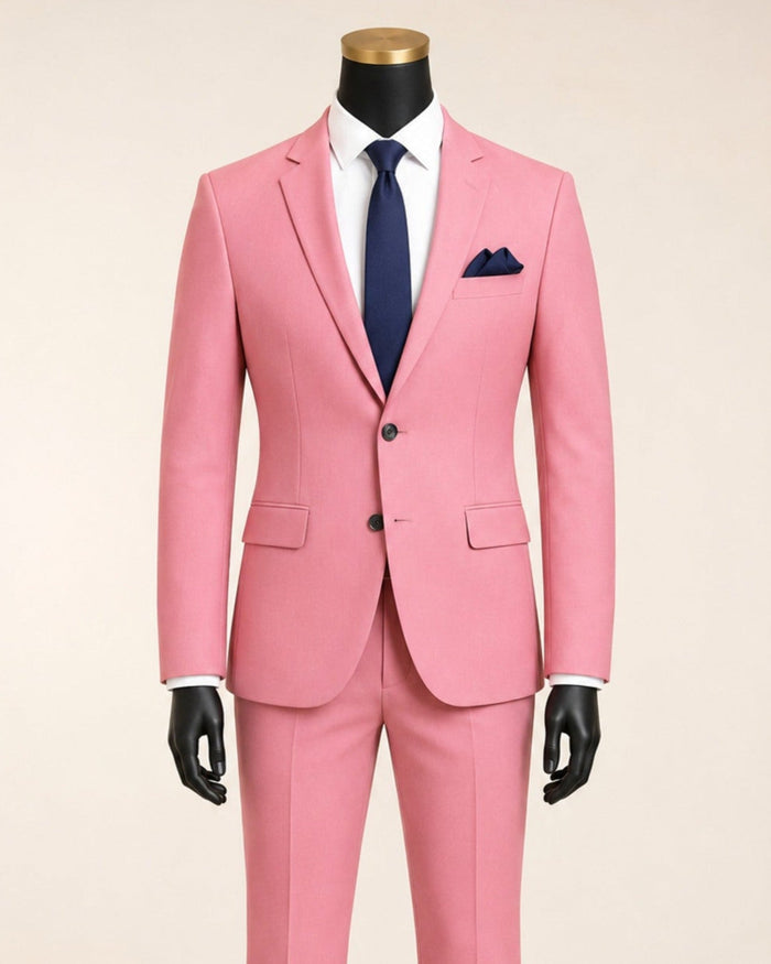 Men's Pink Slim Fit Stretch 2-Piece Suit – Valenza Collection - Upscale Men's Fashion