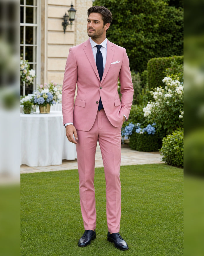 Men's Pink Slim Fit Stretch 2-Piece Suit – Valenza Collection - Upscale Men's Fashion