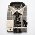 Men's Plaid Contrast Collar Dress Shirt Set – Black - Upscale Men's Fashion