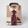Men's Plaid Contrast Collar Dress Shirt Set – Red - Upscale Men's Fashion