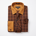 Men's Plaid Contrast Collar Dress Shirt Set – Rust - Upscale Men's Fashion