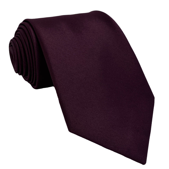 Men's Plum Satin Self-Tie Necktie - Upscale Men's Fashion