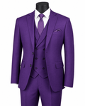 Men’s Purple Modern Fit 3-Piece Suit with Double-Breasted Vest – Altavilla Collection - Upscale Men's Fashion