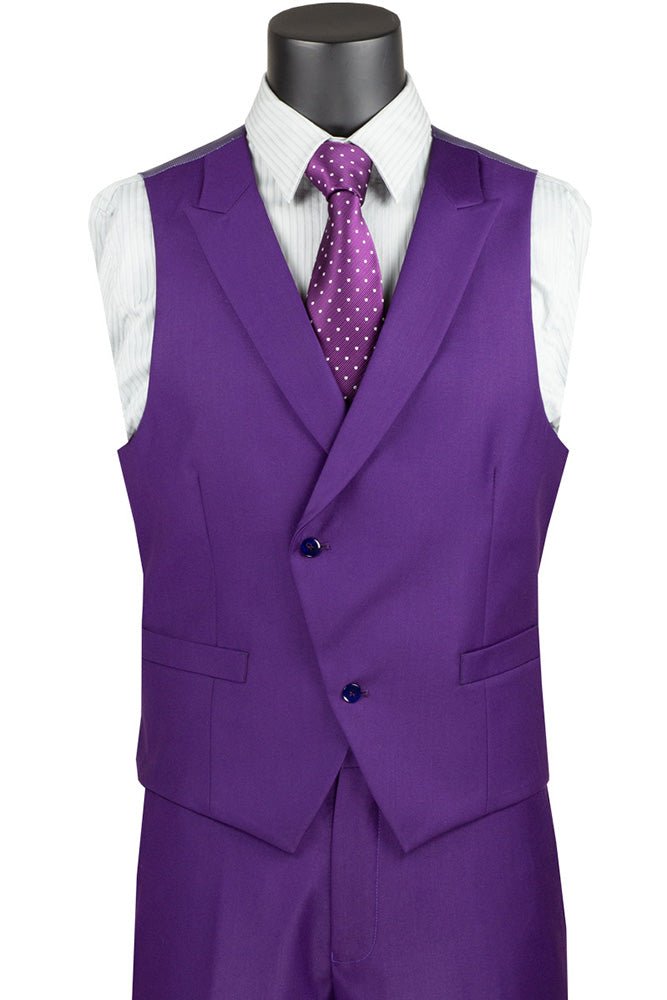 Men’s Purple Modern Fit 3-Piece Suit with Double-Breasted Vest – Altavilla Collection - Upscale Men's Fashion