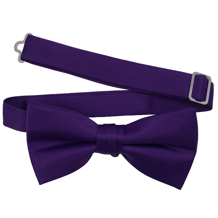 Men's Purple Solid Satin Pre-Tied Bow Tie - Upscale Men's Fashion