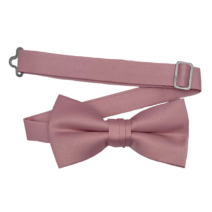 Men's Rose Gold Solid Satin Pre-Tied Bow Tie - Upscale Men's Fashion