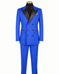 Men’s Royal Blue Modern Fit 2-Piece Double-Breasted Tuxedo – Bellavaro Collection - Upscale Men's Fashion