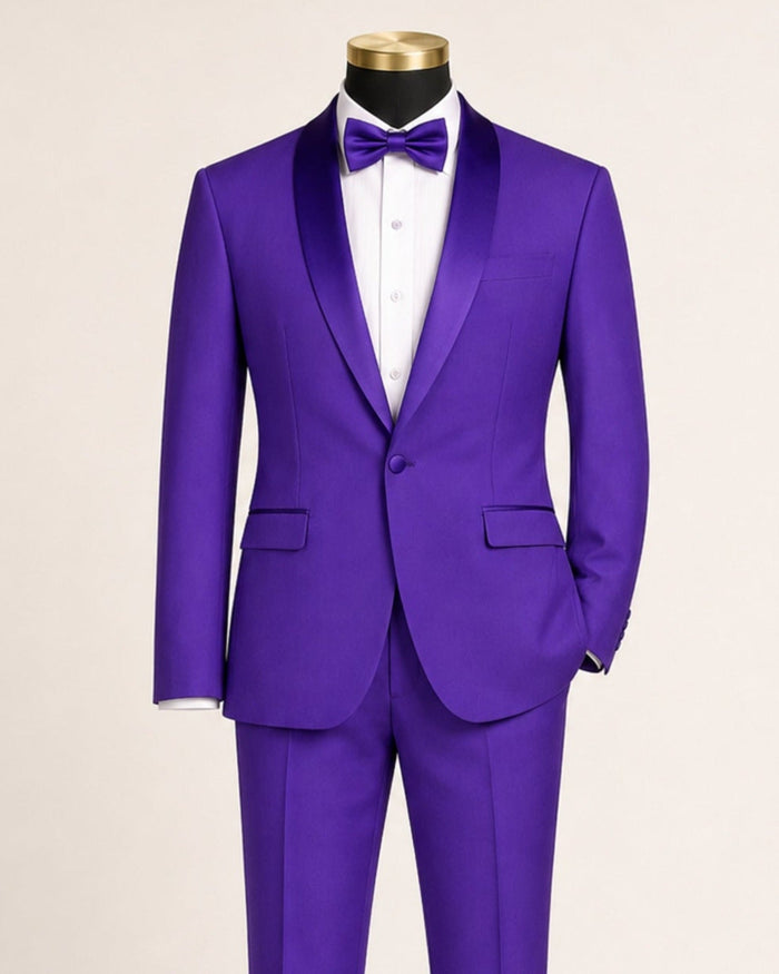 Men's Royal Purple Slim Fit 2-Piece Shawl Lapel Tuxedo – Aurelio Collection - Upscale Men's Fashion