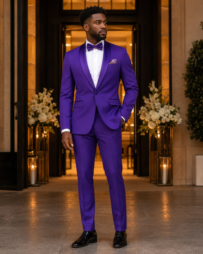 Men's Royal Purple Slim Fit 2-Piece Shawl Lapel Tuxedo – Aurelio Collection - Upscale Men's Fashion