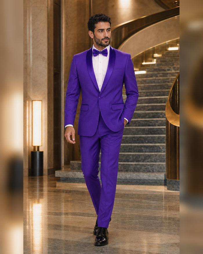 Men's Royal Purple Slim Fit 2-Piece Shawl Lapel Tuxedo – Aurelio Collection - Upscale Men's Fashion