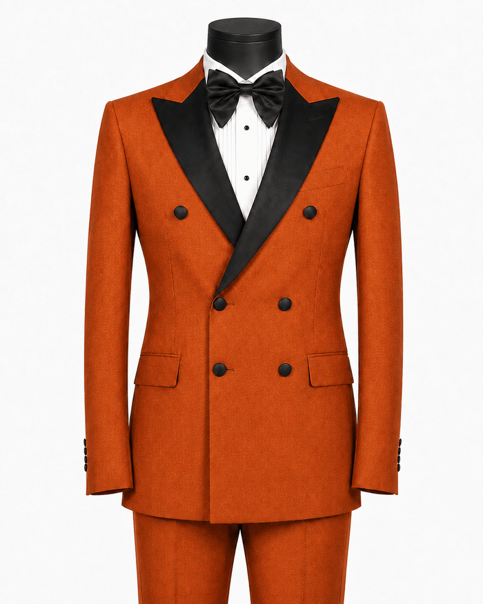 Men's Rust Modern Fit Double-Breasted 2-Piece Tuxedo – Castello Collection - Upscale Men's Fashion
