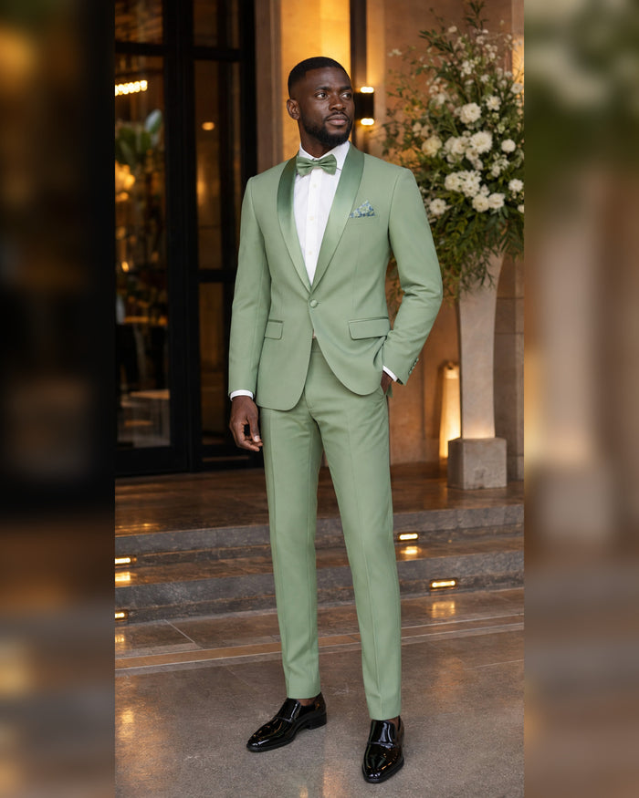 Men's Sage Green Slim Fit 2-Piece Shawl Lapel Tuxedo – Aurelio Collection - Upscale Men's Fashion