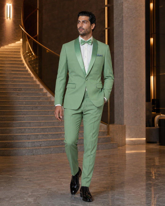 Men's Sage Green Slim Fit 2-Piece Shawl Lapel Tuxedo – Aurelio Collection - Upscale Men's Fashion