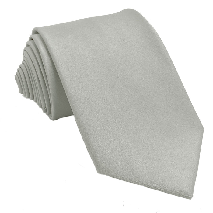 Men's Silver Satin Self-Tie Necktie - Upscale Men's Fashion