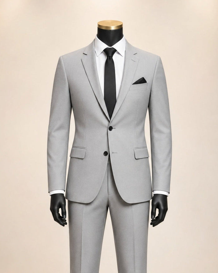 Men's Silver Slim Fit Stretch 2-Piece Suit – Valenza Collection - Upscale Men's Fashion