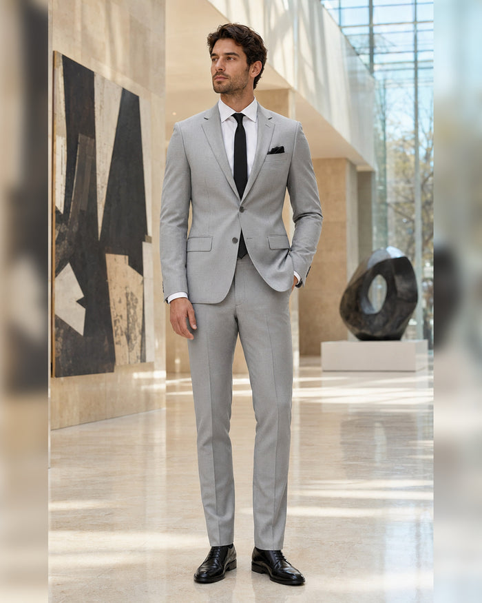 Men's Silver Slim Fit Stretch 2-Piece Suit – Valenza Collection - Upscale Men's Fashion