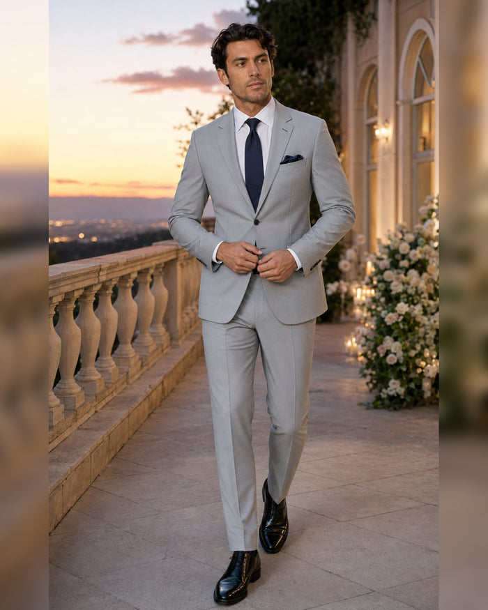 Men's Silver Slim Fit Stretch 2-Piece Suit – Valenza Collection - Upscale Men's Fashion