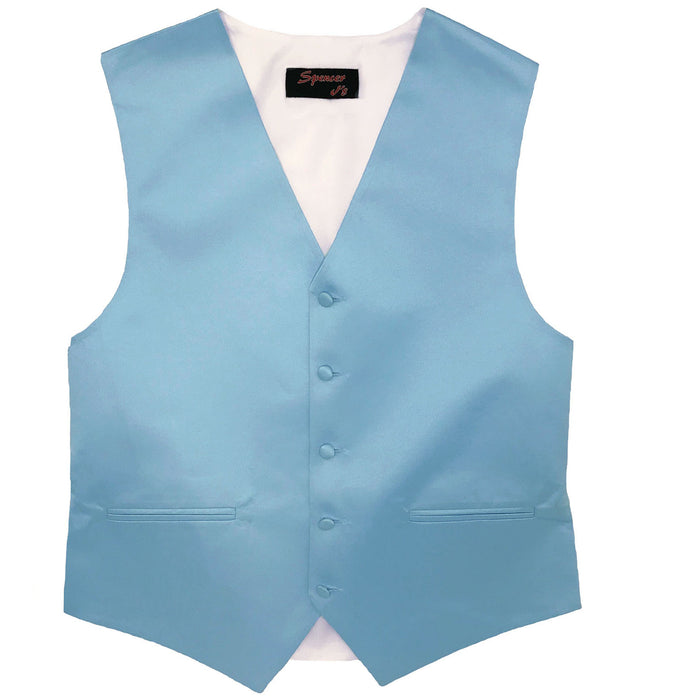 Men’s Sky Blue Satin Vest - Upscale Men's Fashion