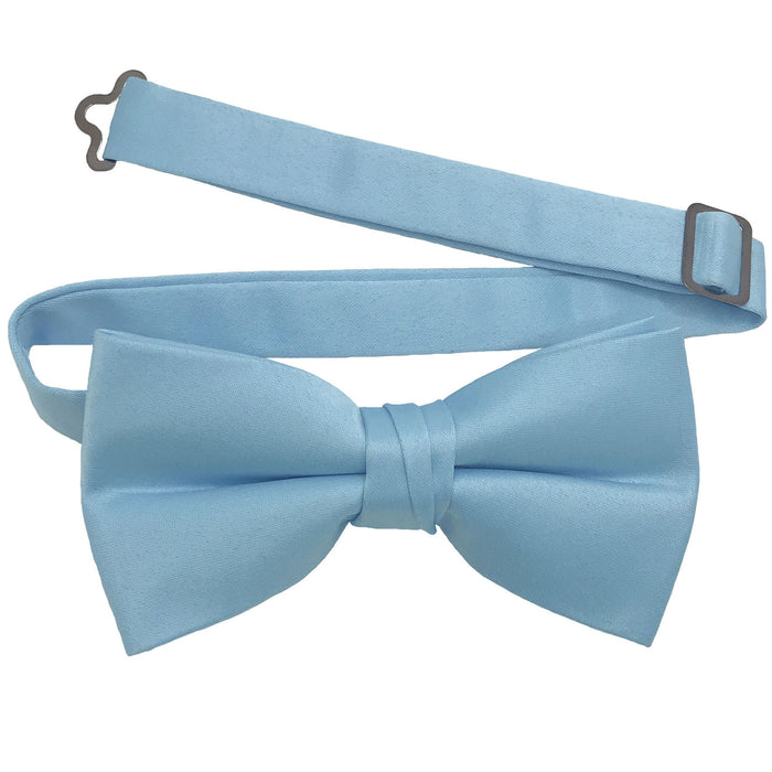 Men's Sky Blue Solid Satin Pre-Tied Bow Tie - Upscale Men's Fashion