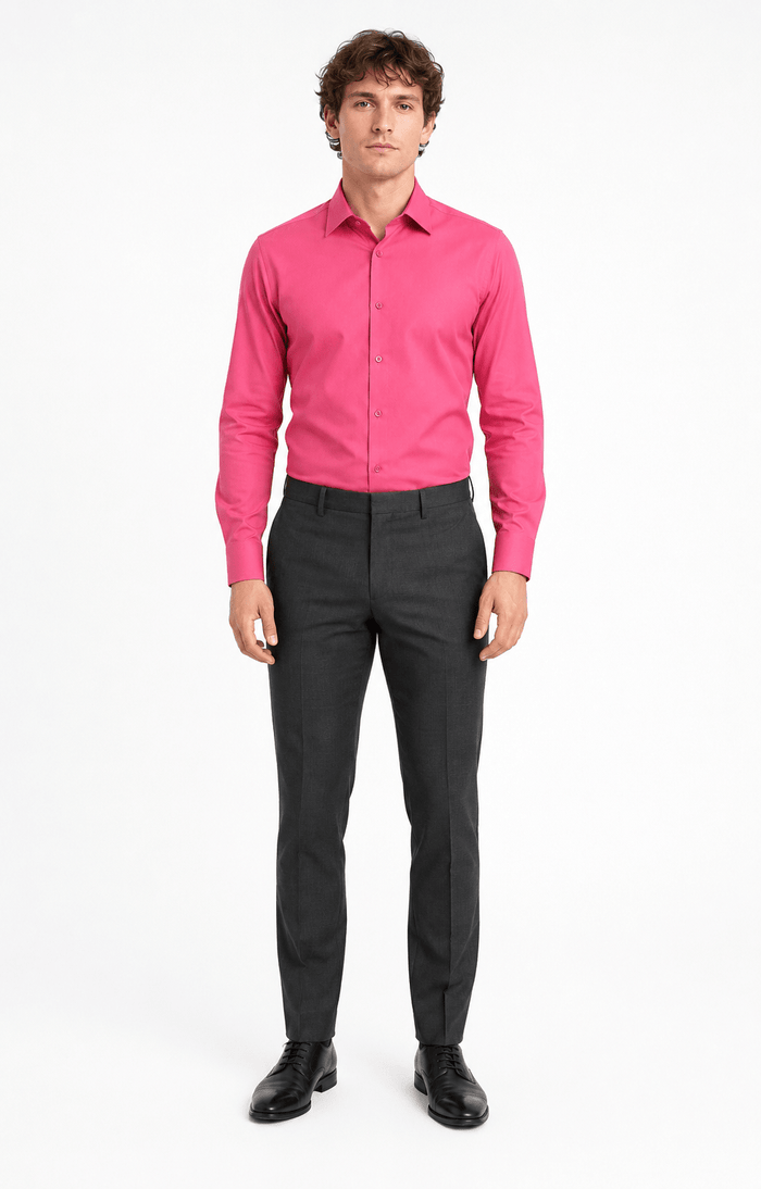 Men's Slim Fit Dress Shirt Color Fuchsia - Upscale Men's Fashion