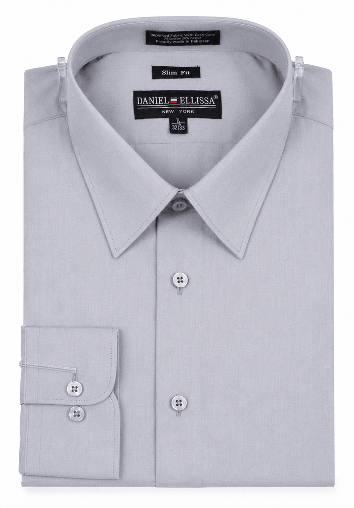 Men's Slim Fit Dress Shirt Color Gray - Upscale Men's Fashion