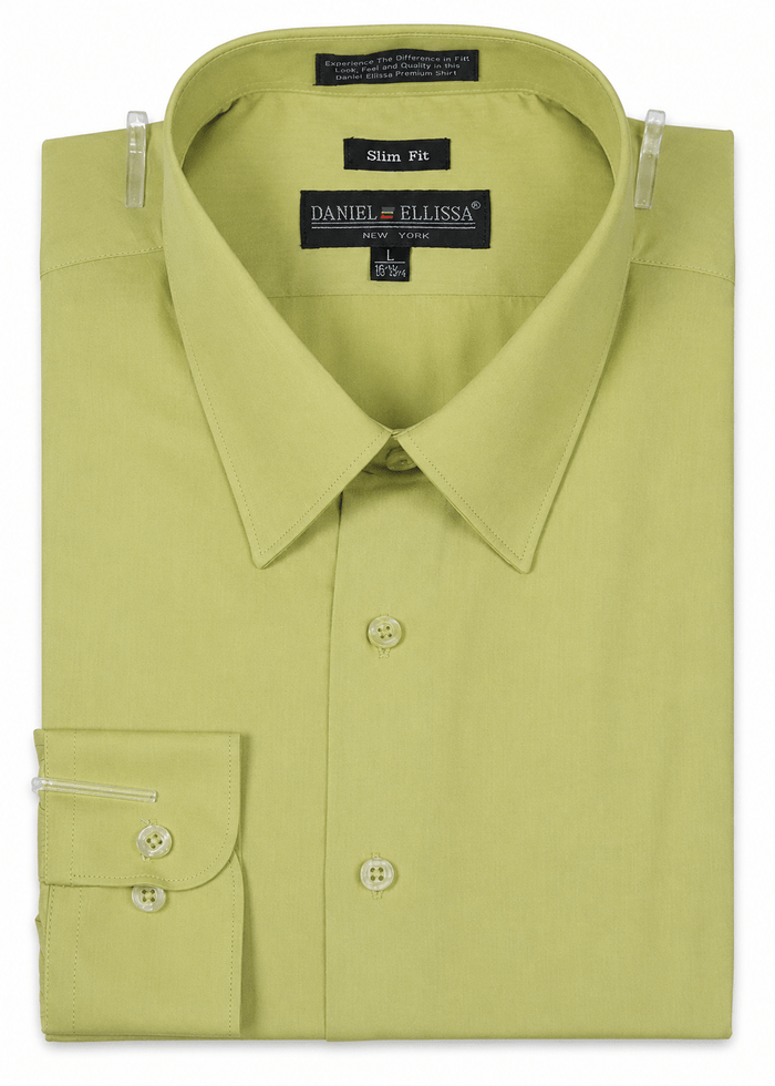 Men's Slim Fit Dress Shirt Color Lime - Upscale Men's Fashion