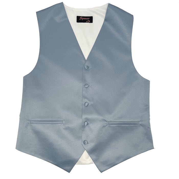 Men’s Steel Blue Satin Vest - Upscale Men's Fashion