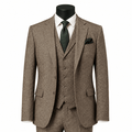 Men's Tan Hybrid Fit 3-Piece Tweed Suit | Alveron Collection - Upscale Men's Fashion
