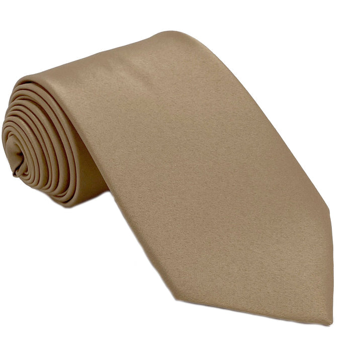 Men's Tan Satin Self-Tie Necktie - Upscale Men's Fashion