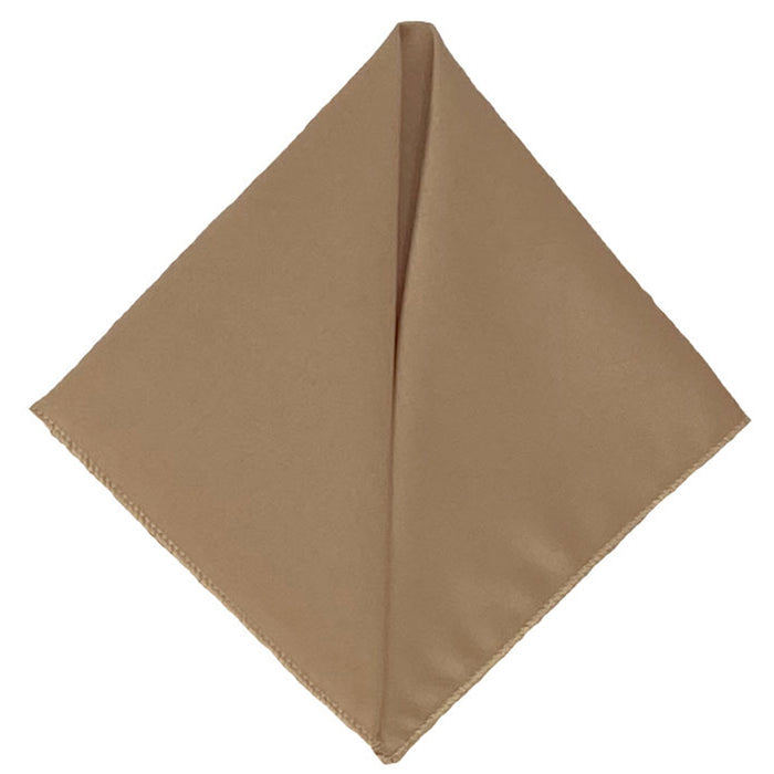 Men's Tan Solid Satin Pocket Square - Upscale Men's Fashion