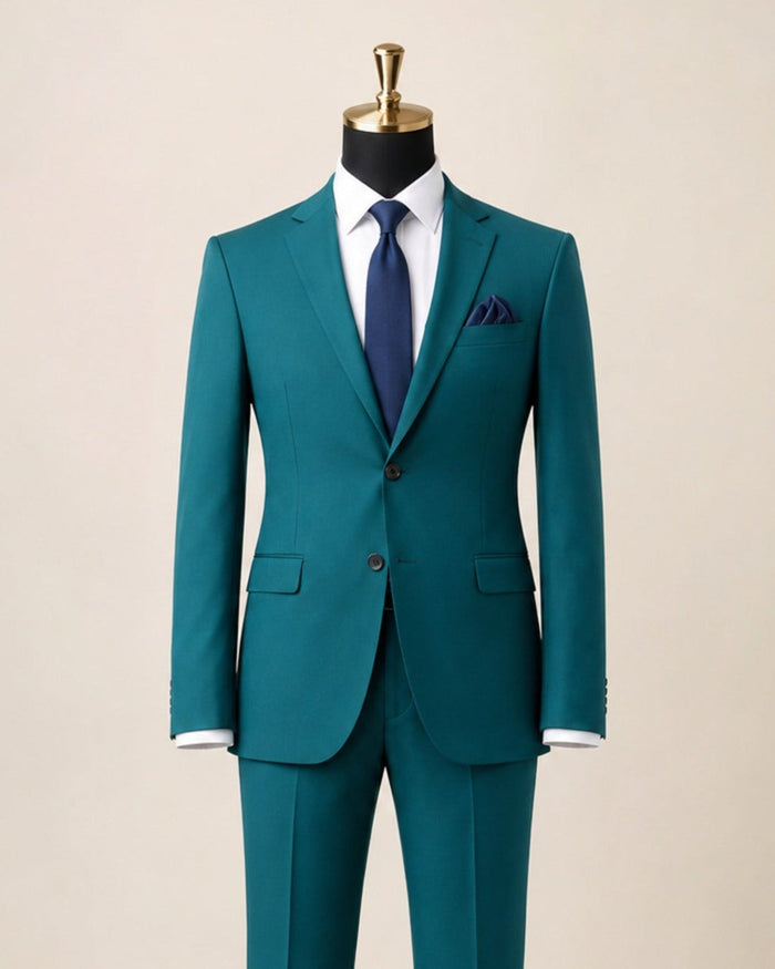 Men's Teal Slim Fit Stretch 2-Piece Suit – Valenza Collection - Upscale Men's Fashion