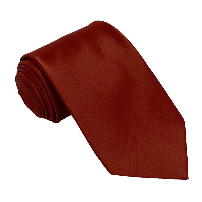 Men's Terracotta Satin Self-Tie Necktie - Upscale Men's Fashion