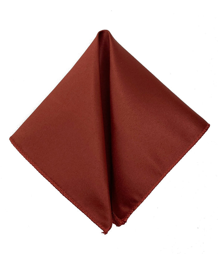 Men's Terracotta Solid Satin Pocket Square - Upscale Men's Fashion