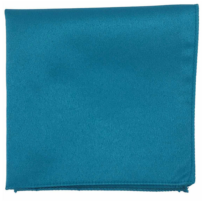 Men's Turquoise Solid Satin Pocket Square - Upscale Men's Fashion