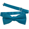 Men's Turquoise Solid Satin Pre-Tied Bow Tie - Upscale Men's Fashion